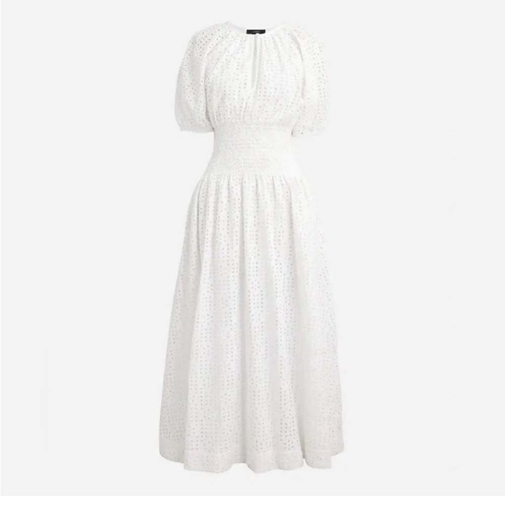 J. CREW Provence Smocked-Waist Midi Dress in Eyelet XS